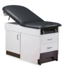 Clinton Family Practice Table (Exam Table) with Step Stool - with Black Upholstery - Model #8890-1GR-3BK