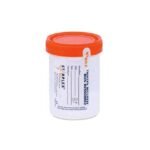 Leakbuster Specimen Container, Sterile, Orange Cap, with Tamper Tab Patient Label, Sterile, 90ML - 100Each/Bag - 4Bag/Case
