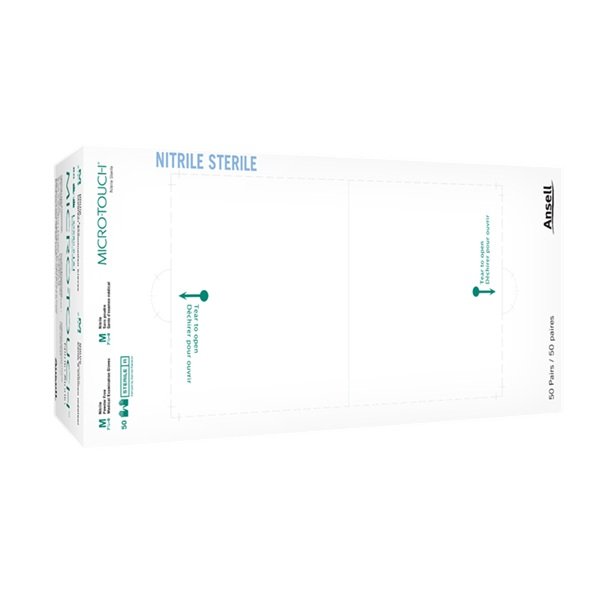 an6034151_01 Sterile Nitrile Exam Gloves - Micro-Touch® Nitra-Tex® - Blue - Extended Cuff - 50 Pairs/Box x 4 Boxes/Case = 200 Pairs/Case - Sold by Case - Image 1