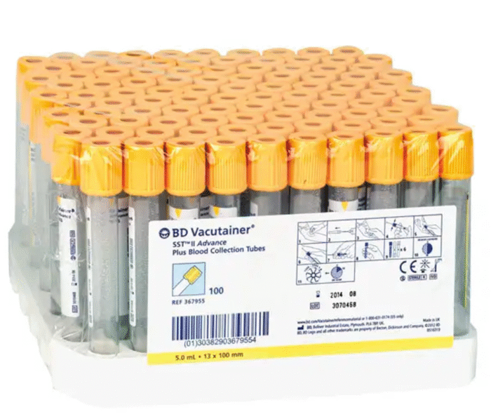Vacutainer® SST™ Collection Tube - Gold Top - 13X100MM - 4.0ML - 100/Box - BD367977 - Image 1