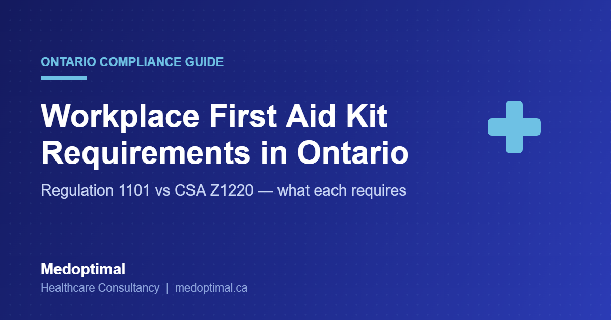 Ontario workplace first aid kit requirements: Regulation 1101 versus CSA Z1220 guide by Medoptimal