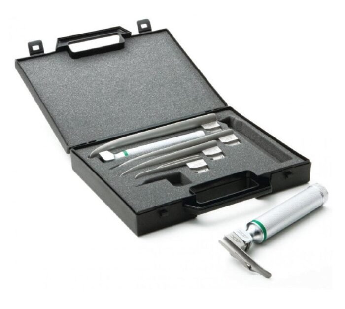 ADC Macintosh Laryngoscope Kits – Standard & Fibre Optic - Stainless Steel Blades - 2 Handles - 4 Blades - Fitted Case - Image 2